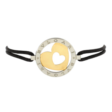 Bvlgari Tondo Heart Bracelet Stainless Steel with 18K Yellow Gold and Cord