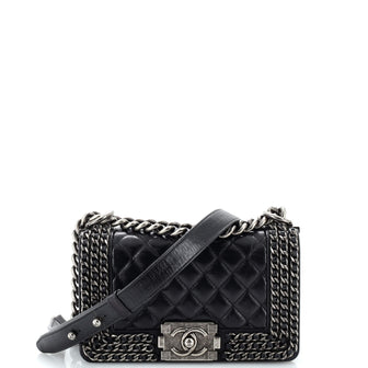 Chanel Chained Boy Flap Bag Quilted Glazed Calfskin Small