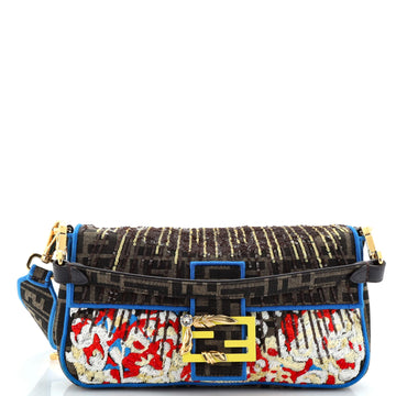 Fendi Baguette NM Bag Embroidered Zucca Canvas Medium