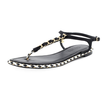 Chanel Women's CC Chain Thong Sandals Leather