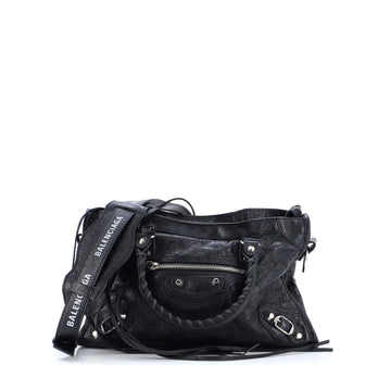Balenciaga Logo Strap City Classic Studs Bag Leather Small