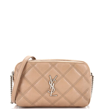 Saint Laurent Becky Double Zip Crossbody Bag Quilted Leather Mini
