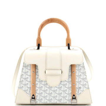 Goyard Saigon Top Handle Bag Coated Canvas with Leather PM