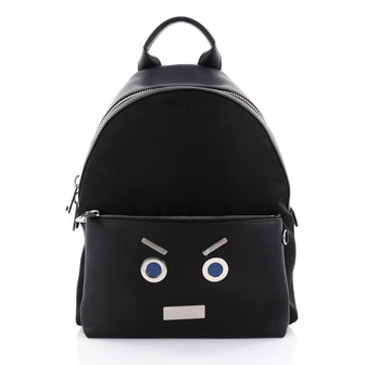Fendi Faces Backpack Nylon and Leather Black 2384301