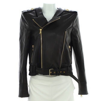 Balmain Women's Belted Biker Jacket Leather