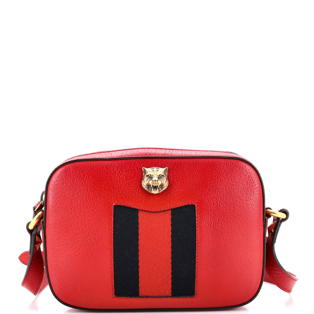 Gucci Animalier Web Crossbody Bag Leather Small Red 2384421