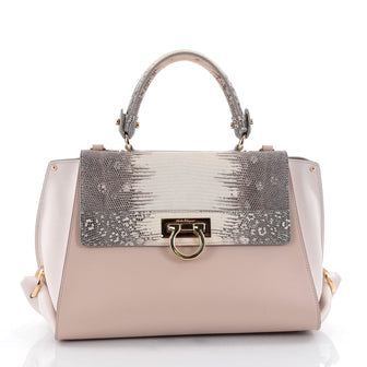 Salvatore Ferragamo Sofia Satchel Lizard and Leather Pink 2384501