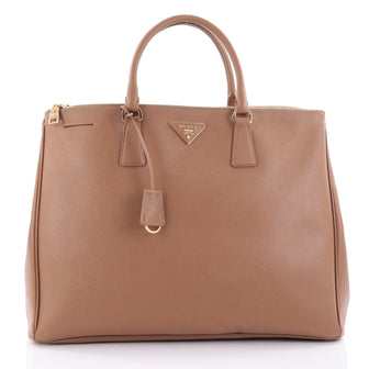 Prada Double Zip Lux Tote Saffiano Leather Large Brown 2384903