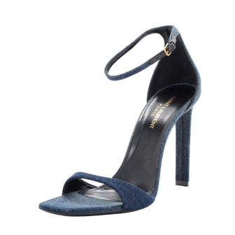 Saint Laurent Women's Bea Heeled Sandals Denim 105