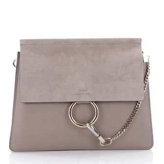  Chloe Faye Shoulder Bag Leather and Suede Medium Brown 2385201