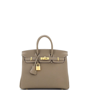 Hermes Birkin Handbag Grey Togo with Gold Hardware 25