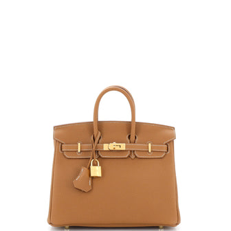 Hermes Birkin Handbag Brown Togo with Gold Hardware 25