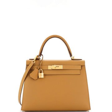 Hermes Kelly Handbag Brown Epsom with Gold Hardware 28