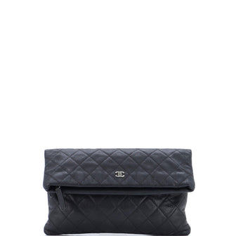 Chanel CC Foldover Clutch Quilted Caviar Black 23852726