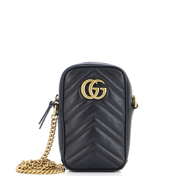 Gucci GG Marmont Vertical Phone Crossbody Bag Matelasse Leather Mini