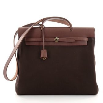 Hermes Herbag Toile and Leather MM Black 2385505