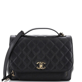 Chanel Black Quilted Caviar Leather Large Business Affinity Flap