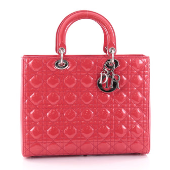 Christian Dior Lady Dior Handbag Cannage Quilt Patent Large Pink 2385801