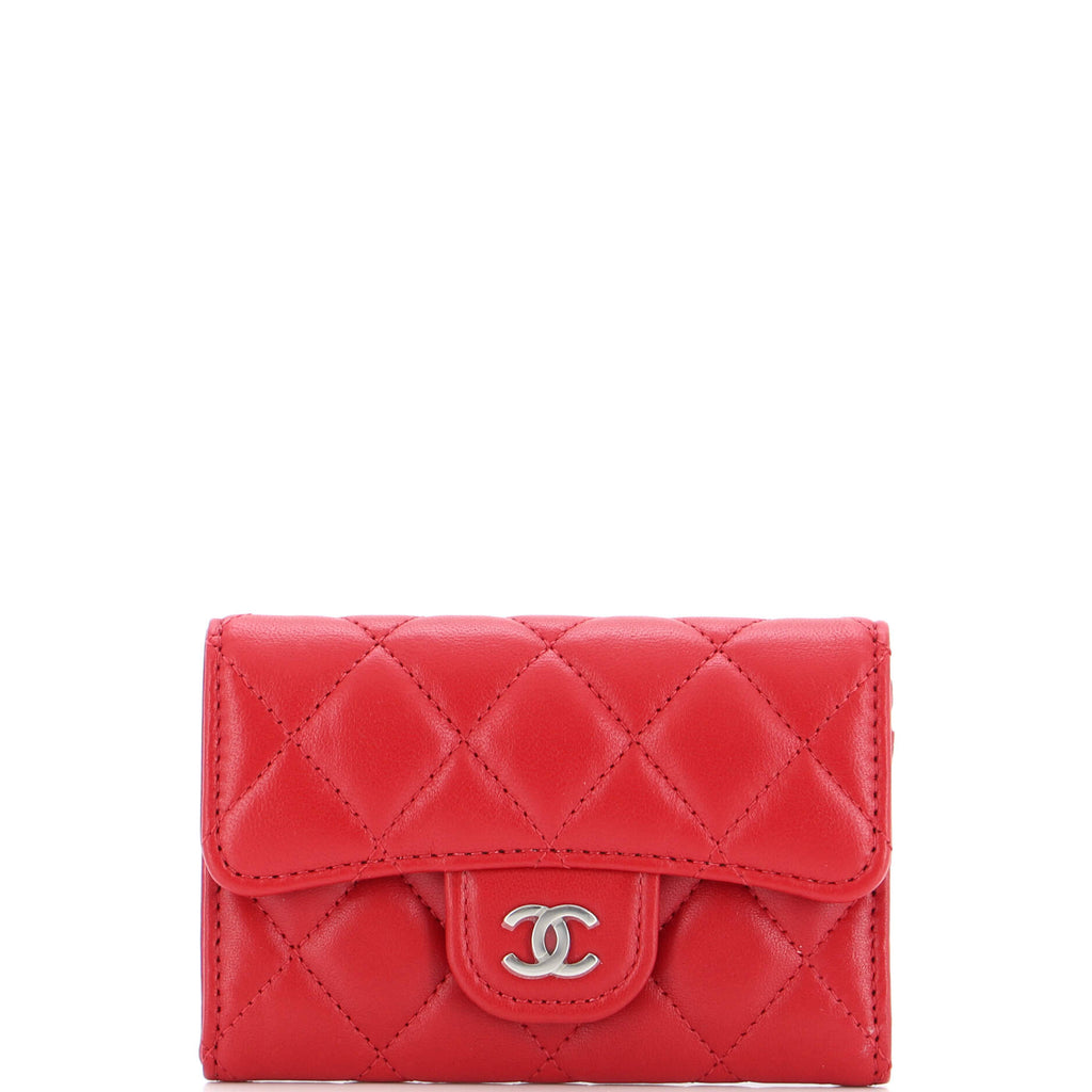 Chanel Classic Flap Card Case Quilted Lambskin Red 2385981