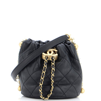 Chanel About Pearls Bucket Bag Quilted Calfskin Mini