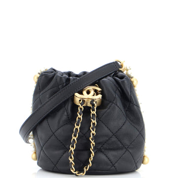Chanel About Pearls Bucket Bag Quilted Calfskin Mini
