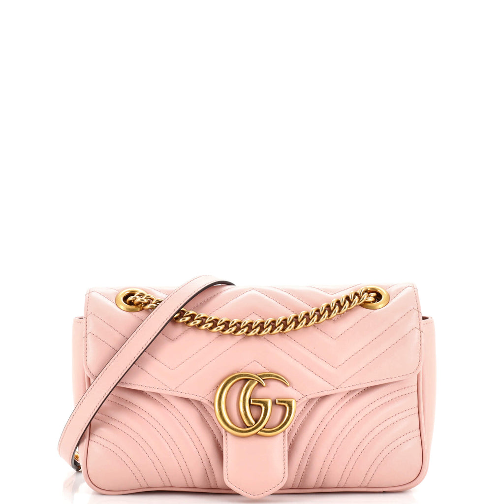 Gucci GG Marmont Flap Bag Matelasse Leather Small Pink