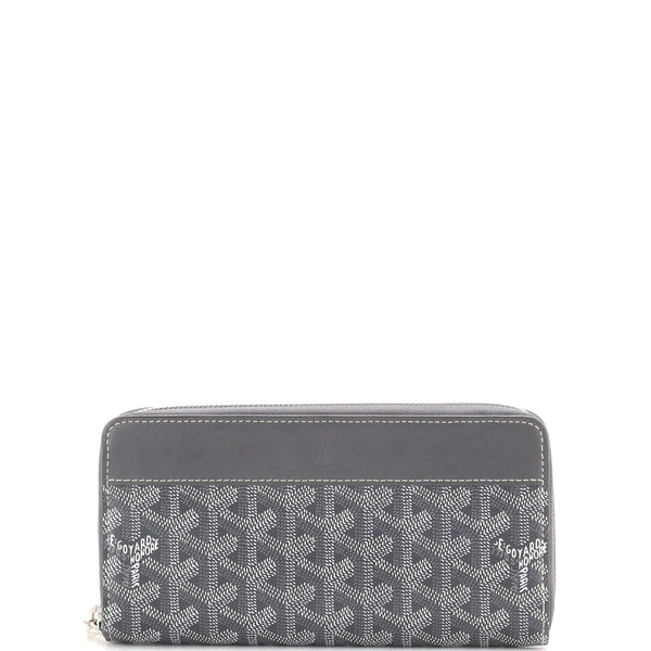 Goyard Matignon Zip Wallet Coated Canvas with Leather PM Gray 2269964