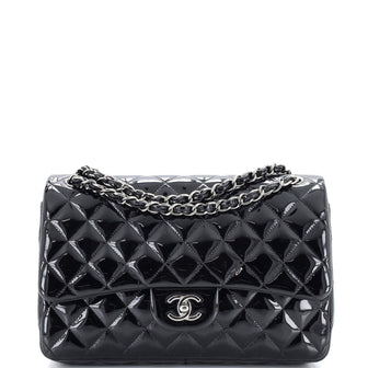 Chanel Classic Double Flap Bag Quilted Patent Jumbo