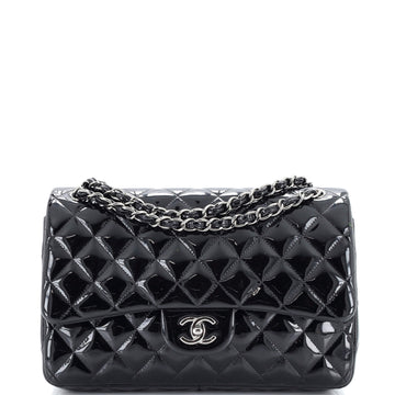 Chanel Classic Double Flap Bag Quilted Patent Jumbo