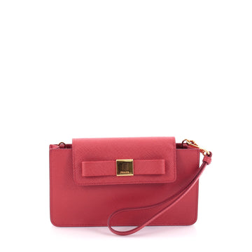 Prada Bow Chain Crossbody Bag Saffiano Leather Small Red 2387801