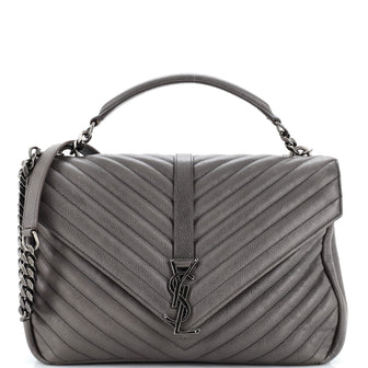 Saint Laurent Classic Monogram College Bag Matelasse Chevron Leather Large