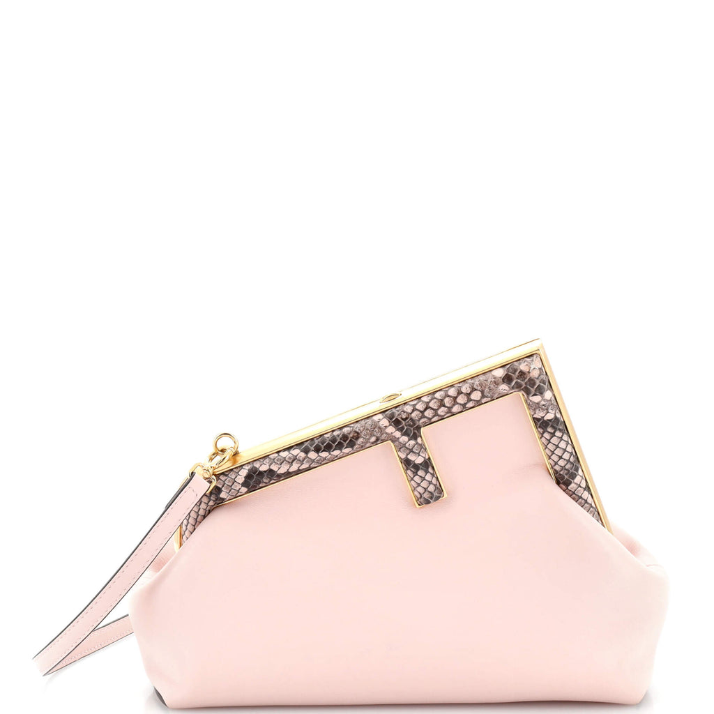 Fendi First Bag Leather with Python Small Pink 2387895