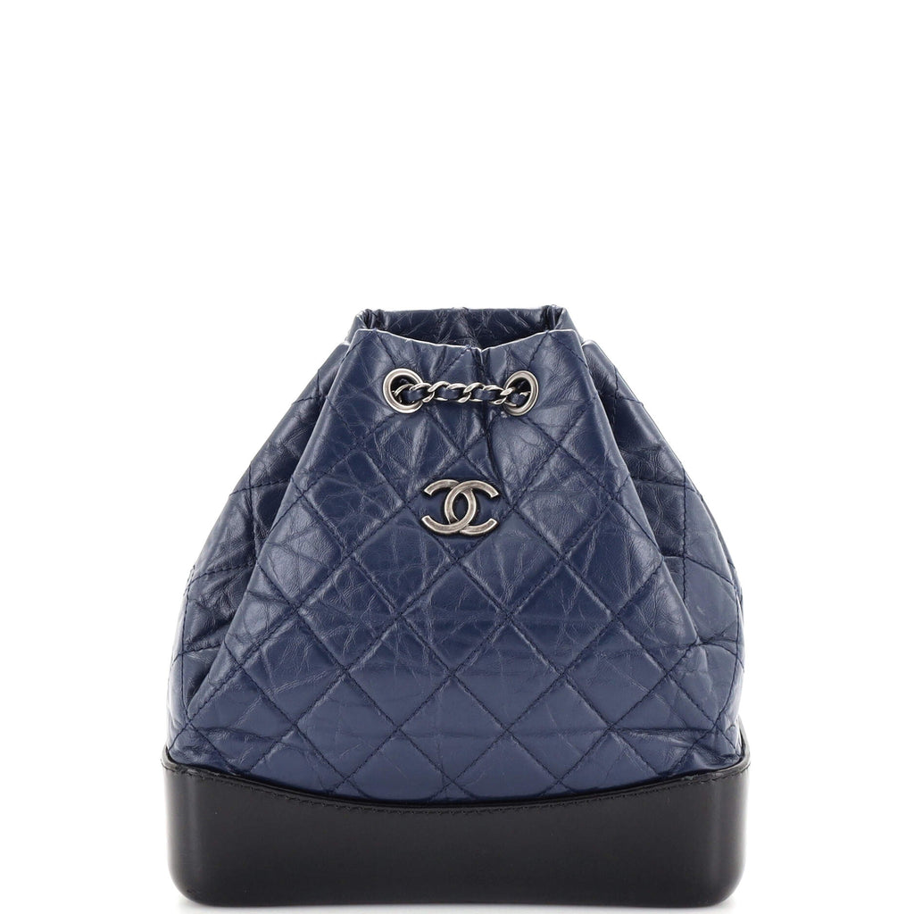 Chanel Gabrielle Backpack Quilted Aged Calfskin Small Blue