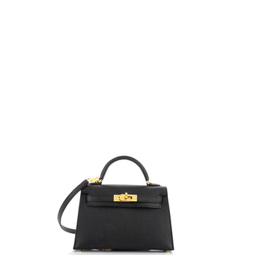 Hermes Kelly Mini II Bag Black Epsom with Gold Hardware 20