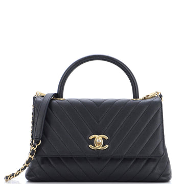 Chanel Coco Top Handle Bag Chevron Caviar Small