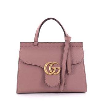 Gucci GG Marmont Top Handle Bag Leather Mini Purple 2388901