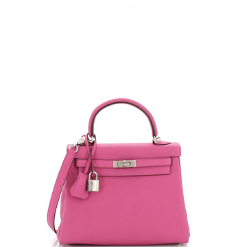 Hermes Kelly Handbag Pink Togo with Palladium Hardware 25