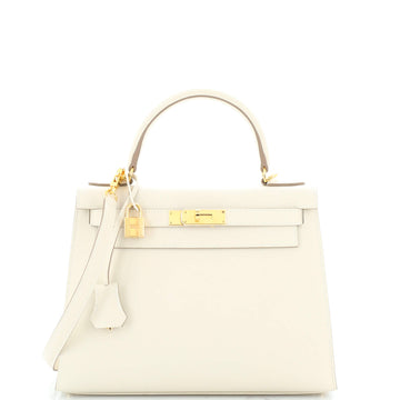 Hermes Kelly Handbag Light Epsom with Gold Hardware 28
