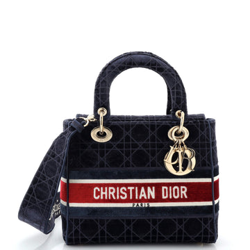 Christian Dior Lady D-Lite Bag Cannage Embroidered Velvet Medium
