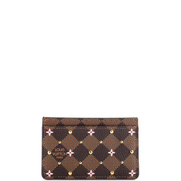 Louis Vuitton Card Holder Flower Printed Studded Damier