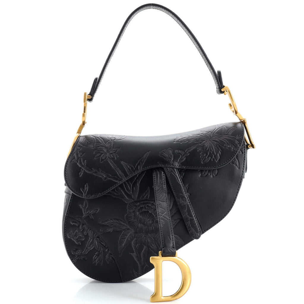 Christian Dior Jardin Botanique Saddle Bag Embossed Leather Medium