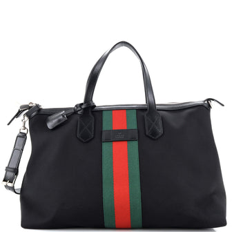 Gucci Web Duffle Bag Techno Canvas Medium
