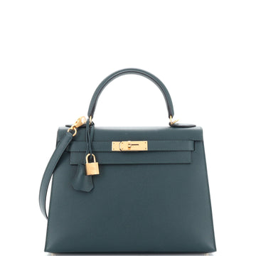 Hermes Kelly Handbag Green Epsom with Gold Hardware 28