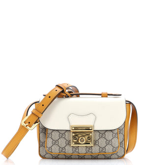 Gucci Padlock Front Pocket Flap Shoulder Bag GG Coated Canvas and Leather Mini