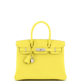 Hermes Birkin Handbag Yellow Epsom with Palladium Hardware 30