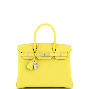 Hermes Birkin Handbag Yellow Epsom with Palladium Hardware 30