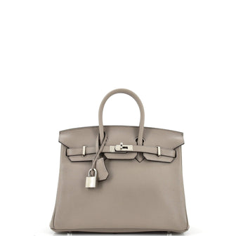 Hermes Birkin Handbag Grey Novillo with Palladium Hardware 25
