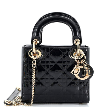 Christian Dior Lady Dior Chain Bag Cannage Quilt Patent Mini