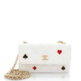 Chanel Coco Casino Flap Phone Holder with Chain Quilted Caviar