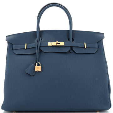 Hermes Birkin Handbag Blue Togo with Gold Hardware 40